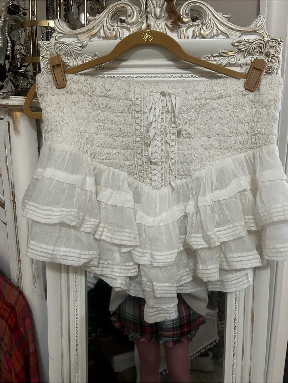 Free People One Lucia Ruffled Mini Skirt XL